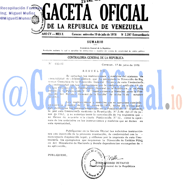 Gaceta Oficial 2287 del 19 Julio 1978