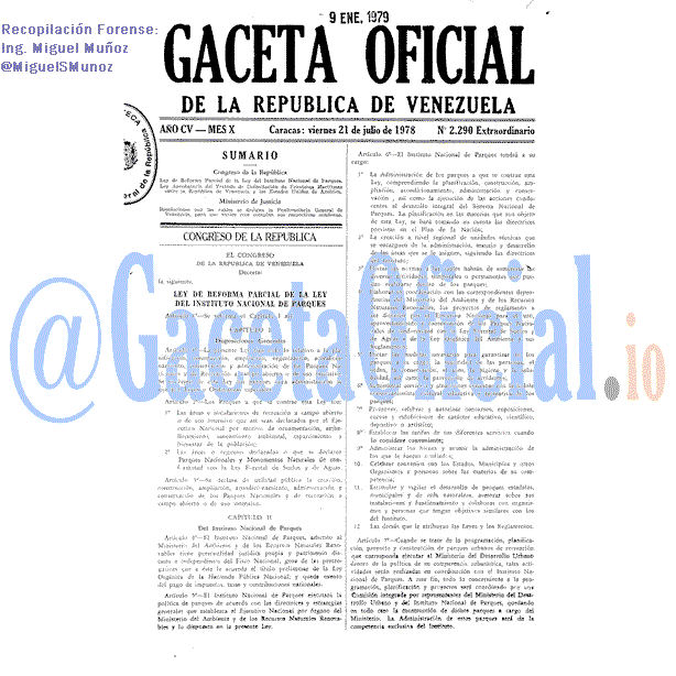 Gaceta Oficial 2290 del 21 Julio 1978