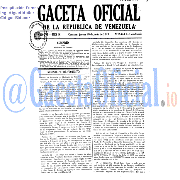Gaceta Oficial 2474 del 28 Junio 1979