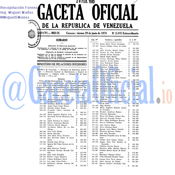 Gaceta Oficial 2475 del 29 Junio 1979