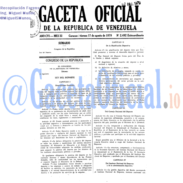 Gaceta Oficial 2492 del 17 Agosto 1979