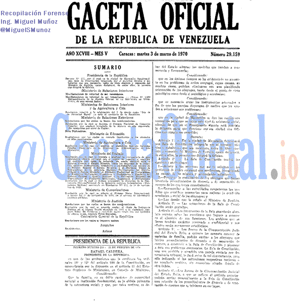Gaceta Oficial 29159 del 3 Marzo 1970