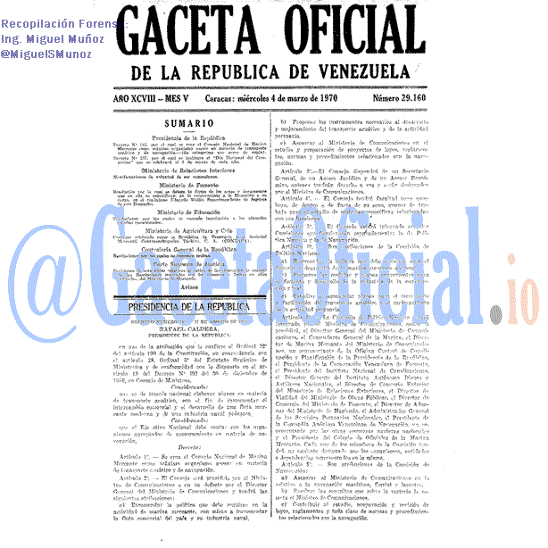 Gaceta Oficial 29160 del 4 Marzo 1970