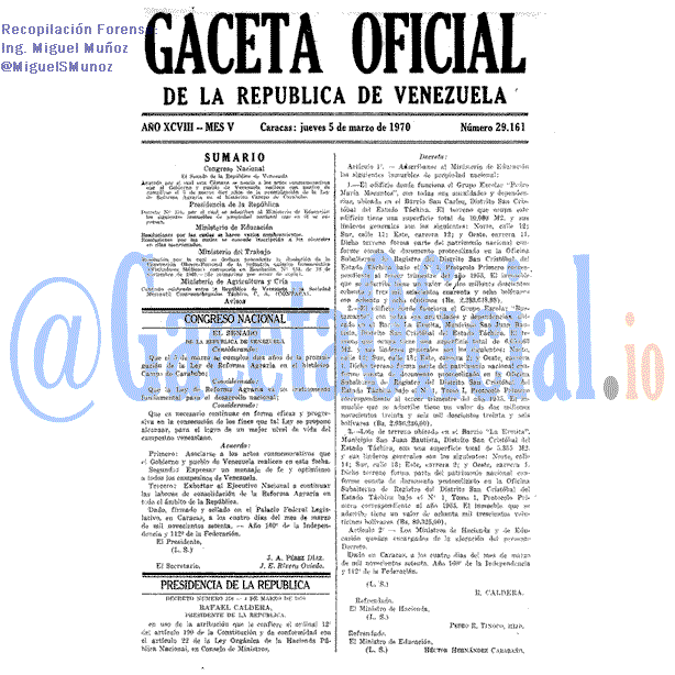 Gaceta Oficial 29161 del 5 Marzo 1970