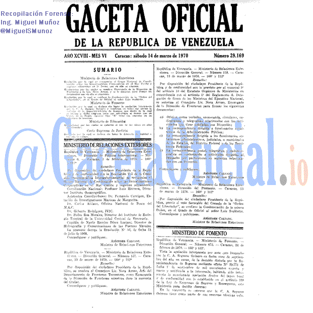 Gaceta Oficial 29169 del 14 Marzo 1970