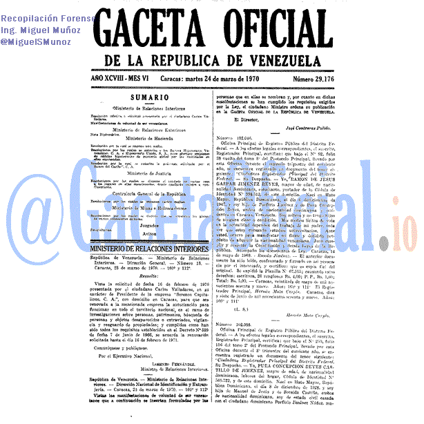 Gaceta Oficial 29176 del 24 Marzo 1970