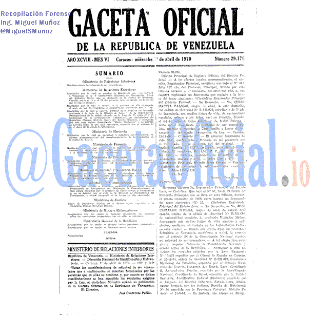 Gaceta Oficial 29179 del 1 Abril 1970