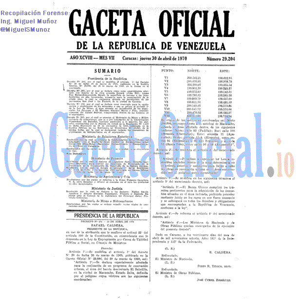 Gaceta Oficial 29204 del 30 Abril 1970