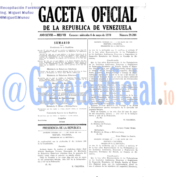 Gaceta Oficial 29208 del 6 Mayo 1970