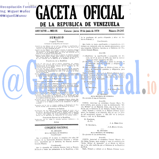 Gaceta Oficial 29245 del 18 Junio 1970