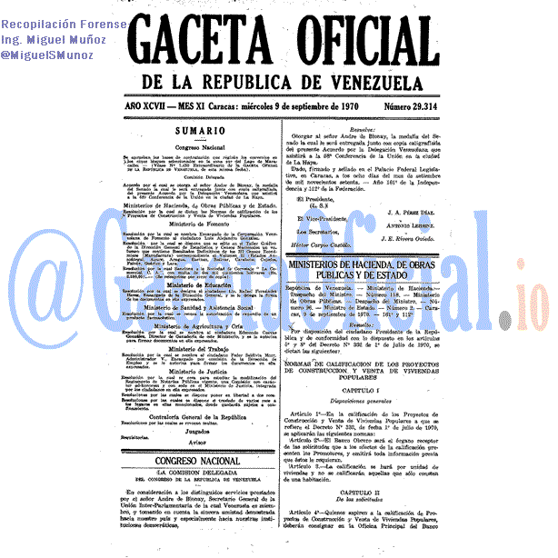 Gaceta Oficial 29314 del 9 Septiembre 1970