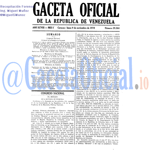 Gaceta Oficial 29364 del 9 Noviembre 1970