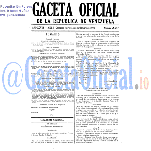 Gaceta Oficial 29367 del 12 Noviembre 1970