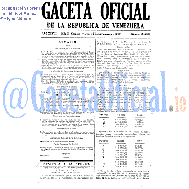 Gaceta Oficial 29368 del 13 Noviembre 1970