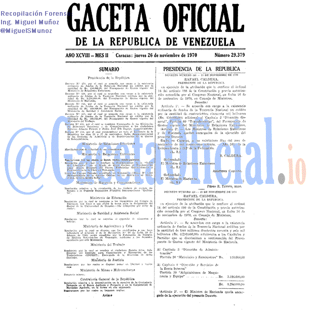 Gaceta Oficial 29379 del 26 Noviembre 1970