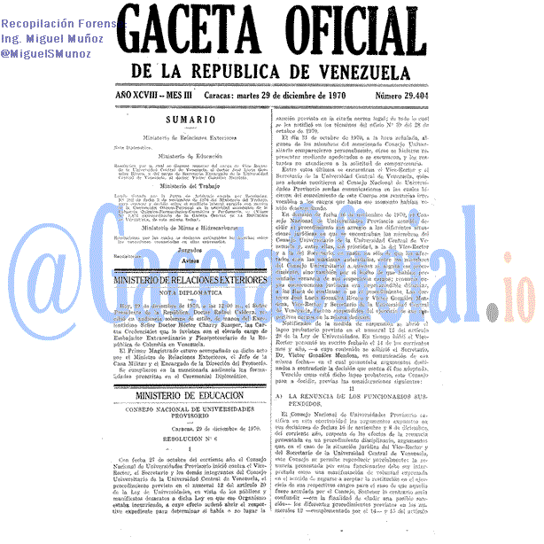 Gaceta Oficial 29404 del 29 Diciembre 1970