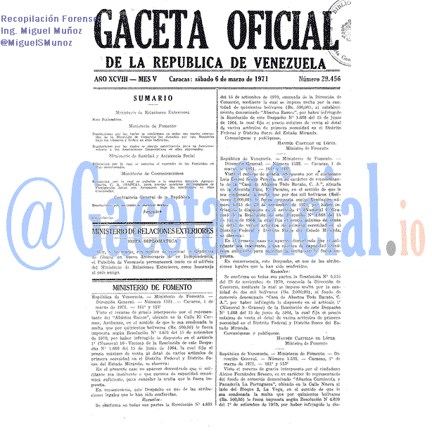 Gaceta Oficial 29456 del 6 Marzo 1971