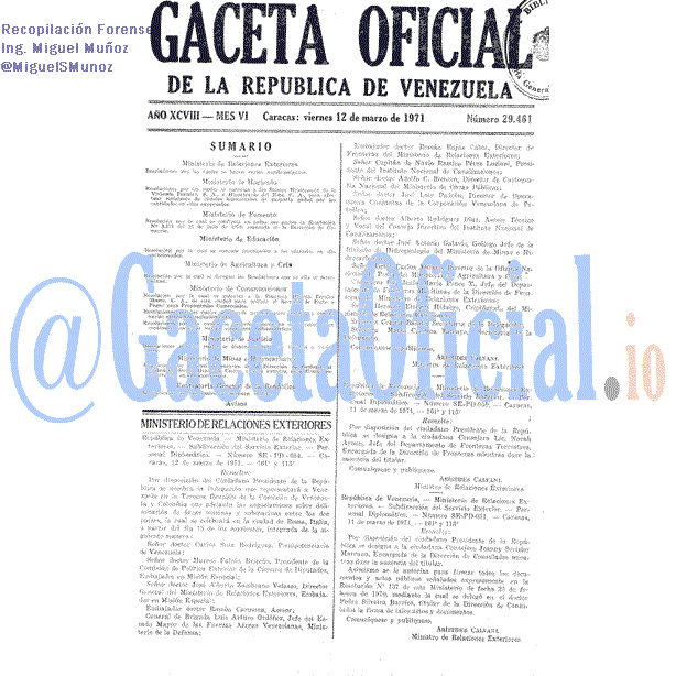 Gaceta Oficial 29461 del 12 Marzo 1971