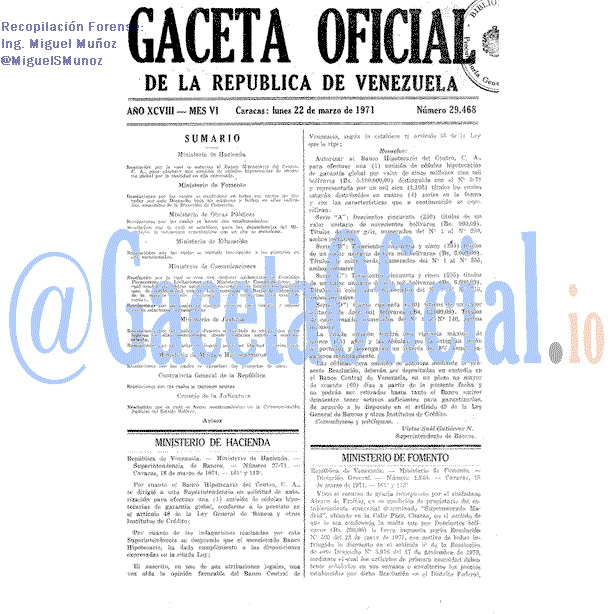 Gaceta Oficial 29468 del 22 Marzo 1971