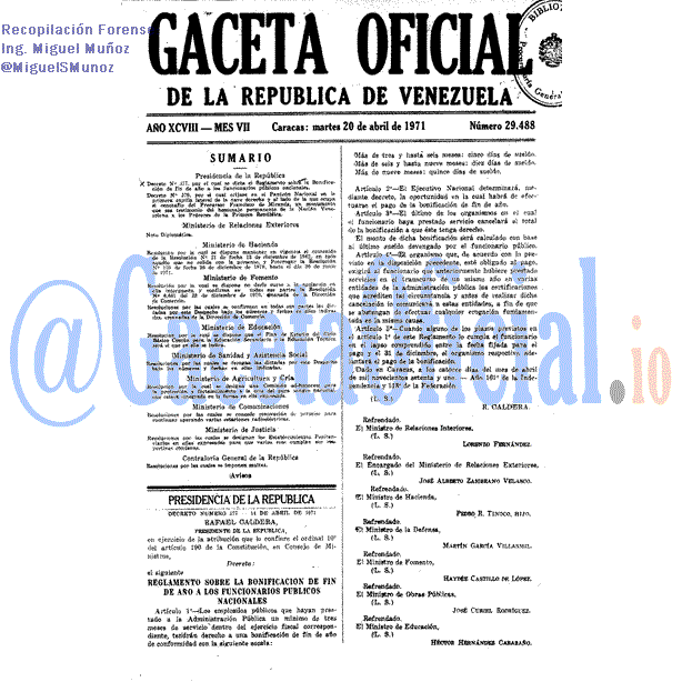 Gaceta Oficial 29488 del 20 Abril 1971