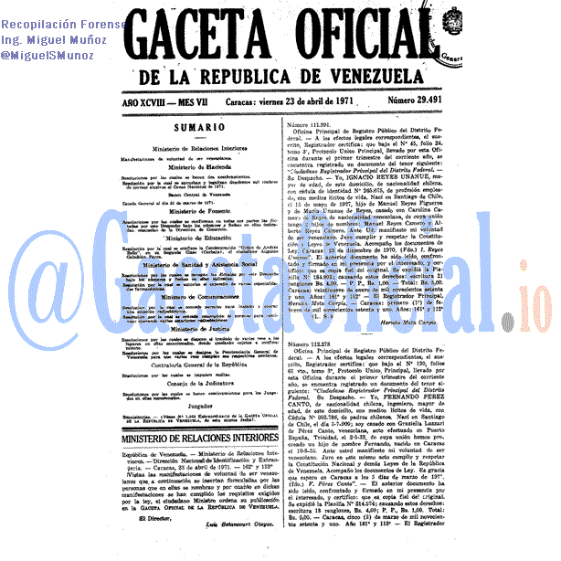 Gaceta Oficial 29491 del 23 Abril 1971