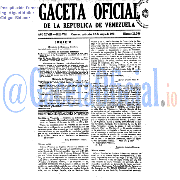 Gaceta Oficial 29506 del 12 Mayo 1971