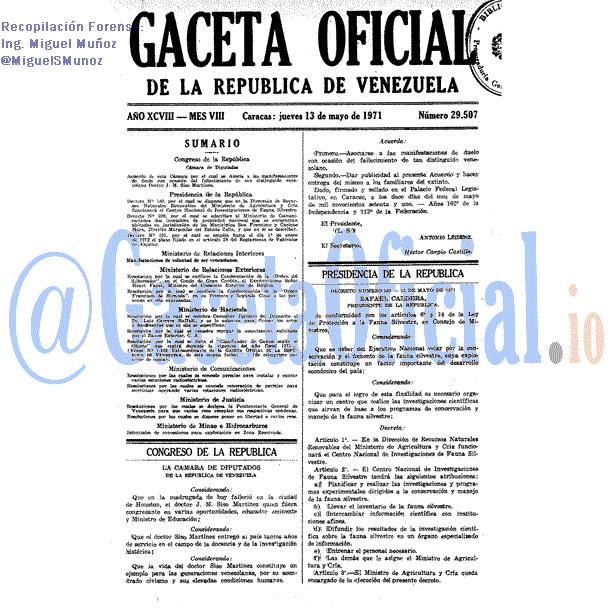 Gaceta Oficial 29507 del 13 Mayo 1971