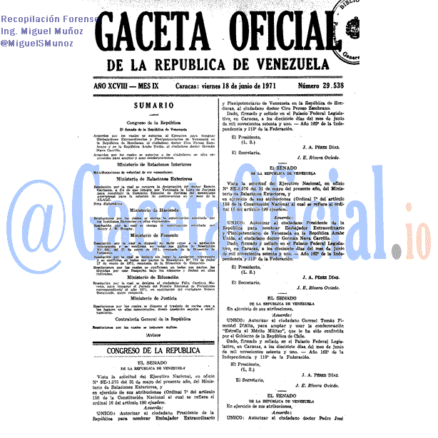 Gaceta Oficial 29538 del 18 Junio 1971