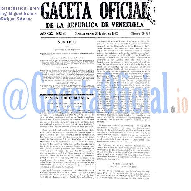 Gaceta Oficial 29783 del 18 Abril 1972