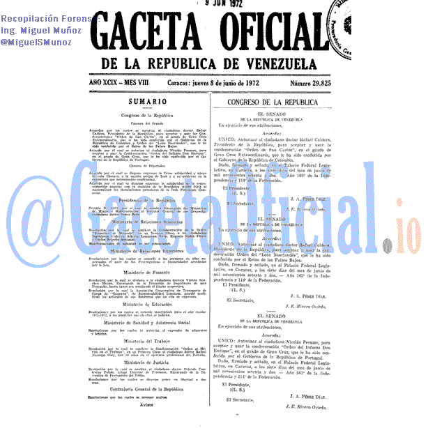 Gaceta Oficial 29825 del 8 Junio 1972