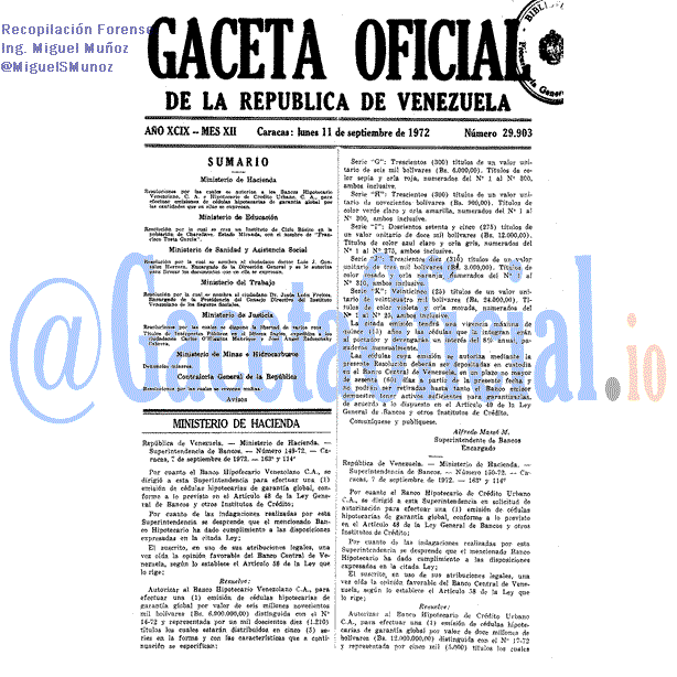 Gaceta Oficial 29903 del 11 Septiembre 1972