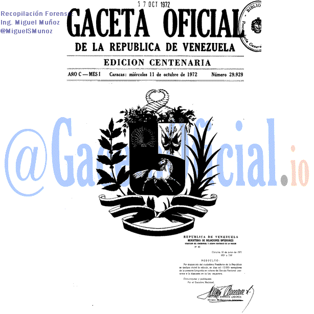 Gaceta Oficial 29929 del 11 Octubre 1972