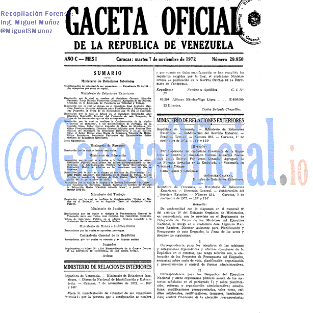 Gaceta Oficial 29950 del 7 Noviembre 1972