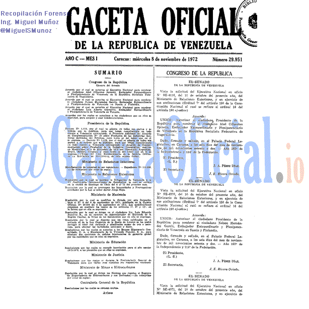 Gaceta Oficial 29951 del 8 Noviembre 1972