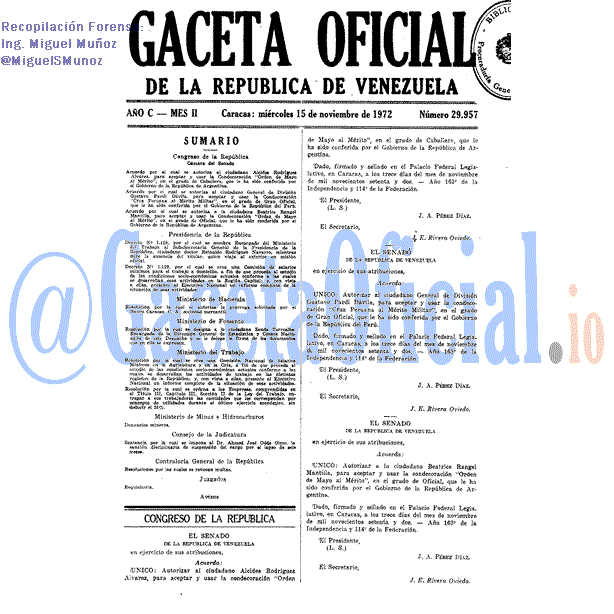 Gaceta Oficial 29957 del 15 Noviembre 1972