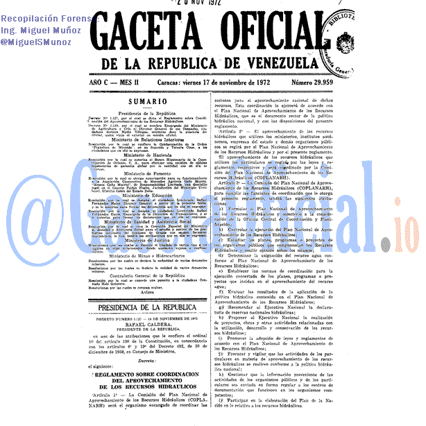 Gaceta Oficial 29959 del 17 Noviembre 1972