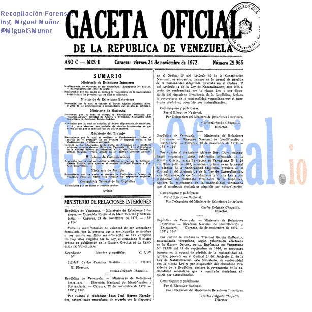 Gaceta Oficial 29965 del 24 Noviembre 1972