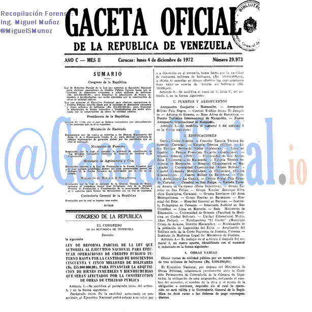 Gaceta Oficial 29973 del 4 Diciembre 1972