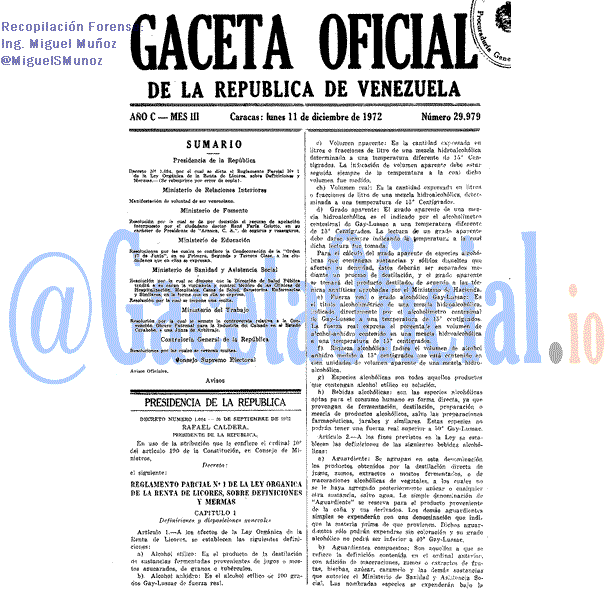 Gaceta Oficial 29979 del 11 Diciembre 1972
