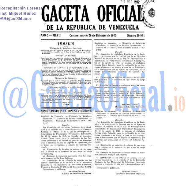 Gaceta Oficial 29991 del 26 Diciembre 1972