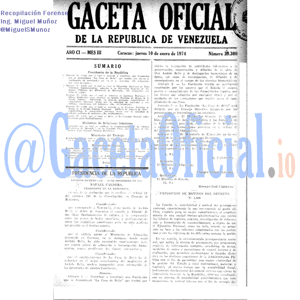 Gaceta Oficial 30300 del 10 Enero 1974