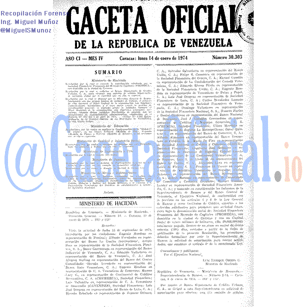Gaceta Oficial 30303 del 14 Enero 1974