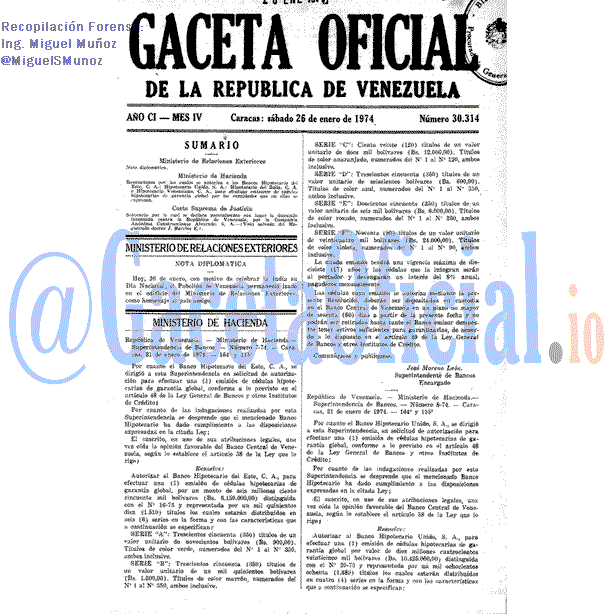 Gaceta Oficial 30314 del 26 Enero 1974