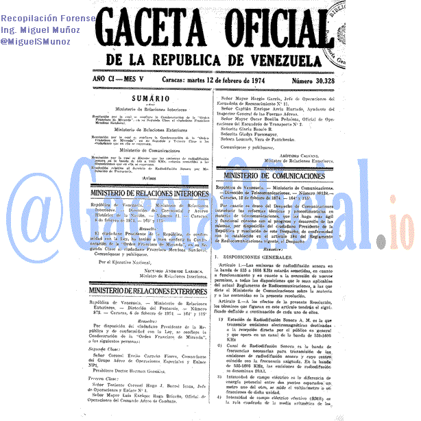 Gaceta Oficial 30328 del 12 Febrero 1974