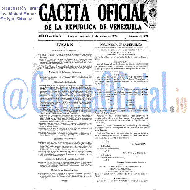 Gaceta Oficial 30329 del 13 Febrero 1974