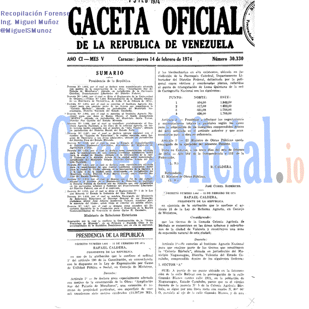 Gaceta Oficial 30330 del 14 Febrero 1974