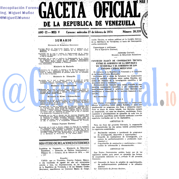 Gaceta Oficial 30339 del 27 Febrero 1974