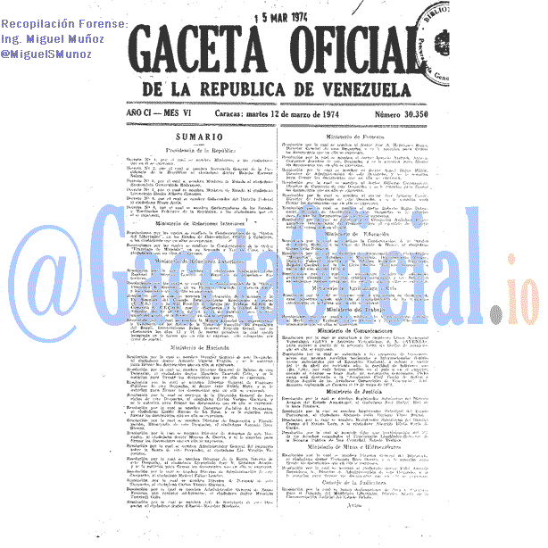 Gaceta Oficial 30350 del 12 Marzo 1974