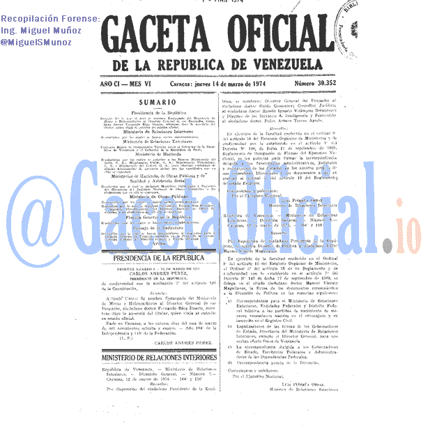 Gaceta Oficial 30352 del 14 Marzo 1974