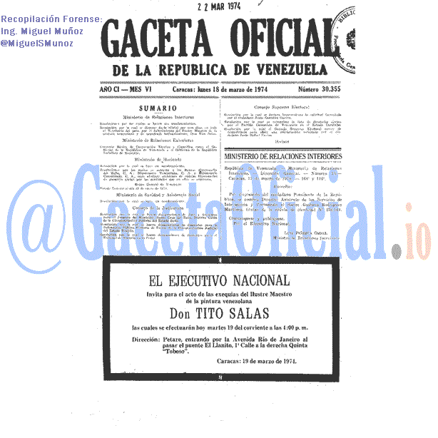 Gaceta Oficial 30355 del 18 Marzo 1974